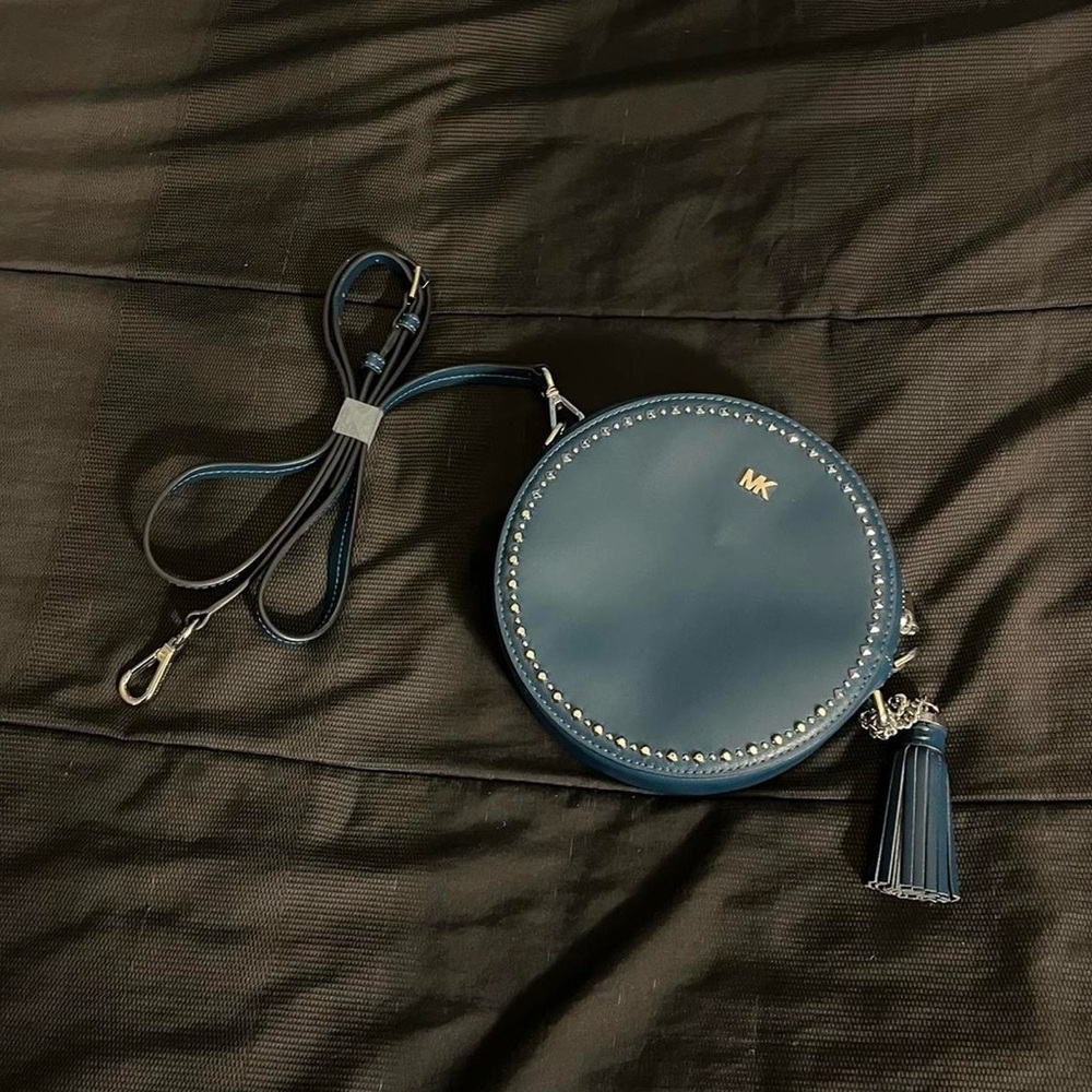 Michael Kors studded teal circle bag round purse